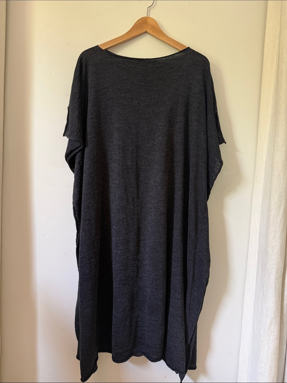 Eskandar Navy Silk/Linen Oversized Tunic Dress